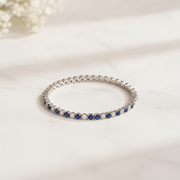CB97275BS3. 14k Solid Gold Diamond and Blue Sapphire Tennis Bracelet